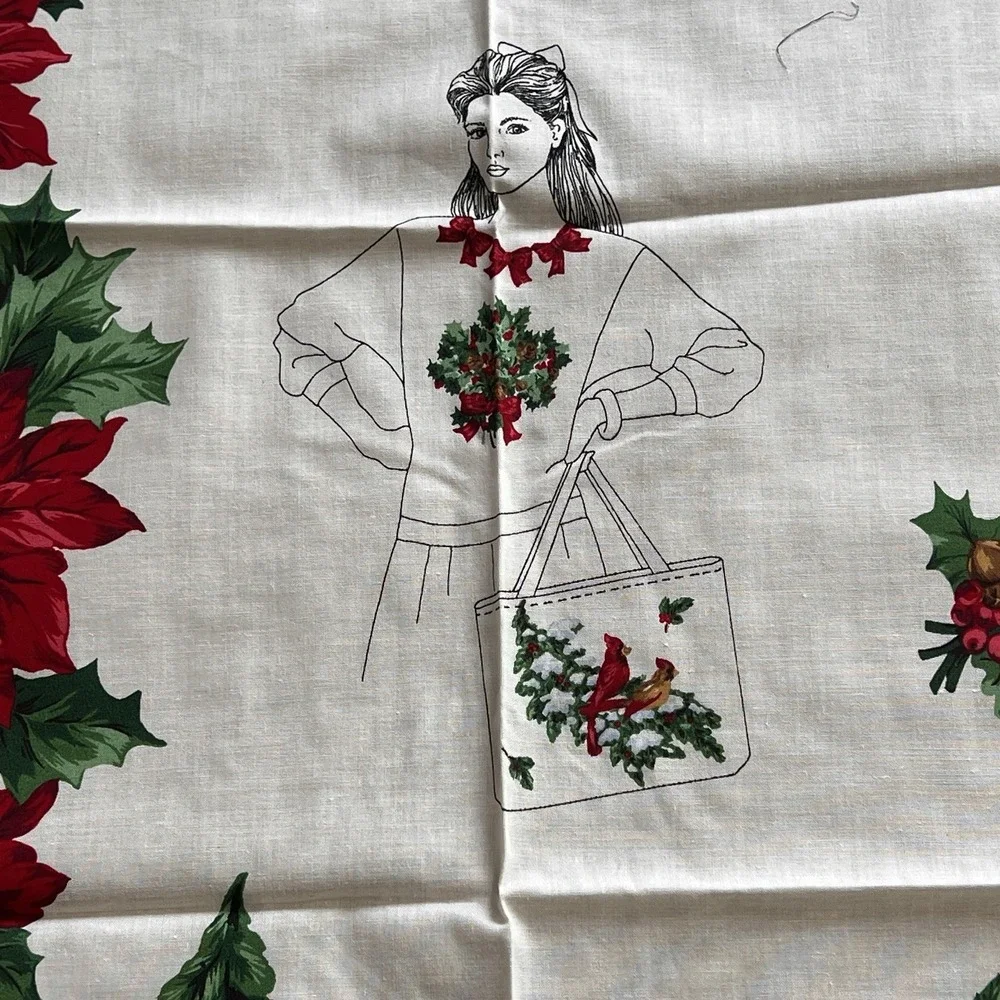 Christmas Greenery Wearable Art Pattern Panel Cranston Print Works Cardinals